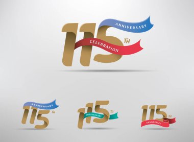 115. yıl dönümü kutlaması logosu. Alternatif numara ve kurdele tasarımı.