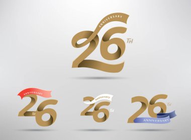 Alternatif sayı ve kurdele tasarımlı 26. yıldönümü kutlaması logosu
