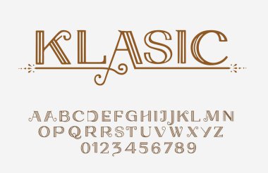 Klasik stilize yazı tipi ve alfabe. modern biçim, bu yazı tipi logottipler için kullanılabilir