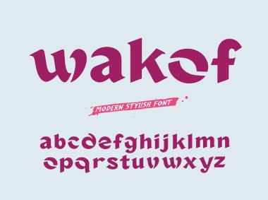 Wakof, modern alfabe küçük harf yazı tipi. minimalist tipografi vektör illüstrasyon tasarımı