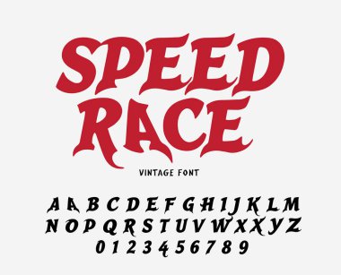Hız harfleri ayarlandı. Kırmızı yarış yazı tipi. Italic bold yarış stili vektör stili alfabe. Etkinlik, tanıtım, logo, afiş, monogram ve poster yazı tipleri. Karakter dizaynı.