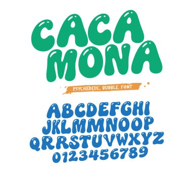 70 'lerin modası geçmiş alfabe harfleri yazı tipi ve numarası. Typography dekoratif fonts vintage konsepti. Grafik tişört logosu için hippi sembolleri olan ilham verici slogan baskısı. vektör illüstrasyonu