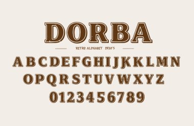 Zarif Yazı Tipi ve Numarası. Klasik Harfler Minimum Moda Tasarımı. Tipografi modern serif yazı tipleri normal dekoratif vintage konsepti. vektör illüstrasyonu