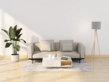 Oturma odasının içinde kanepe var. 3 Boyutlu Hazırlama