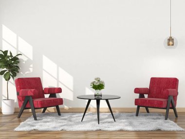 Oturma odasının içinde koltuk var. 3 Boyutlu Hazırlama