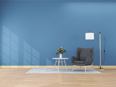 Oturma odasının içinde koltuk var. 3 Boyutlu Hazırlama