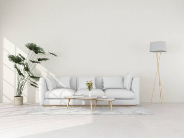 poster çerçevesini modelle oturma odası arka planı, 3 boyutlu canlandırma