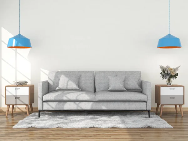 Stock image interior living room with sofa. 3D render