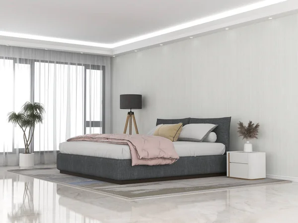 Yatak Dekorasyonlu Bir Oturma Odası Skandinav Tasarımı Boyutlu Hazırlama — Stok fotoğraf
