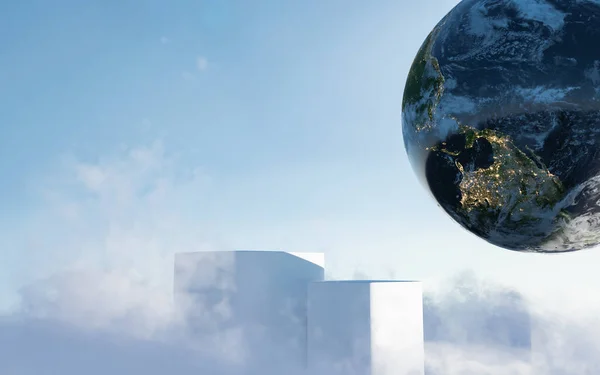 Podyum Dumanla Kaplandı Dünya Üzerinde Uzaydan Gelen Gerçekçi Bir Gün — Stok fotoğraf
