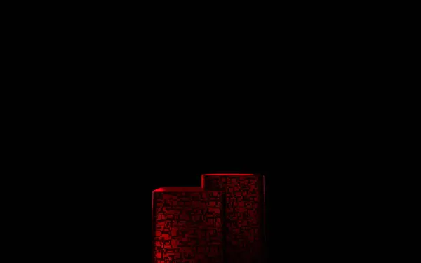 Podium Sci Red Light Neon Black Background Rendering — Stock Photo, Image
