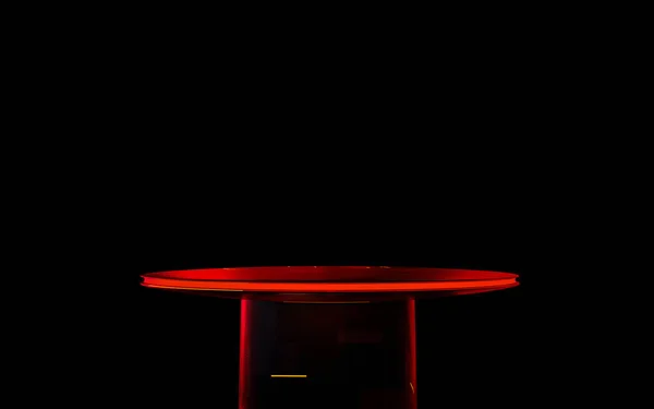 Pódium Sci Červené Světlo Neon Černém Pozadí Vykreslování — Stock fotografie