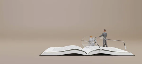 Paar Zakenman Praten Glazen Open Boek Concept Idee Rendering — Stockfoto
