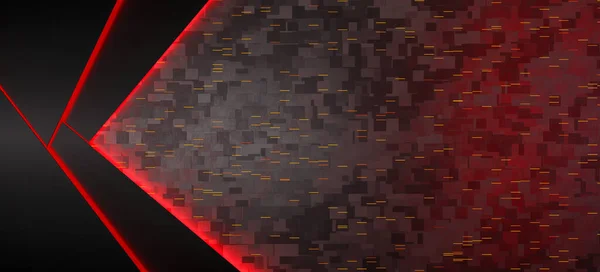Ultra Sci Háromszög Piros Neon Fény Fekete Háttér Elvont Textúra — Stock Fotó
