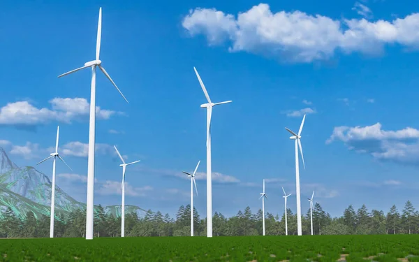 Windpark Erzeugt Strom Aus Windenergie Saubere Energie Die Welt Retten — Stockfoto