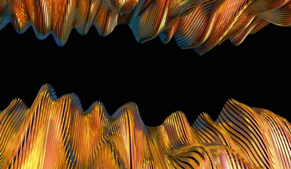 ミラーゴールドカラーラインが背景を抽象化 3Dレンダリング — ストック写真