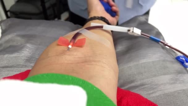 Néhány Elmosódott Kép Kézről Vérlemezke Aferezisről Vér — Stock videók