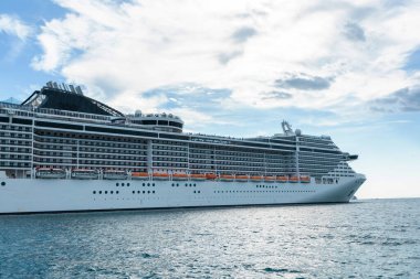 cruise ship stands moored in the port of Trieste, Italy