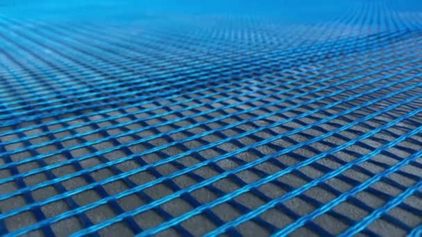 Video Footage Laying Reinforcing Nylon Mesh Floor Construction Works — Stock video