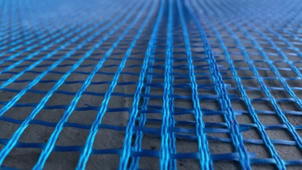 Video Footage Laying Reinforcing Nylon Mesh Floor Construction Works — Stok video
