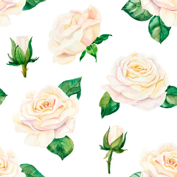 Watercolor white wedding peonies and roses flowers seamless pattern. Hand painted realistic botanical illustration for wallpaper, wrapping paper and surface design