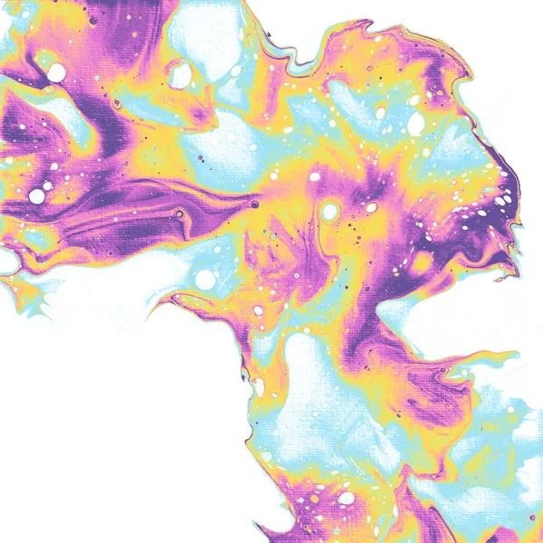 Abstract fluid art acrylic pouring paint background cyan blue, yellow, purple and pink marble texture, creative background for banner, wallpaper