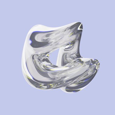 Akıcı yuvarlak organik soyut şekil. Fütürist modern tasarım nesnesi, sıvı biçimsiz cam, 3d biçimlendirmesi.