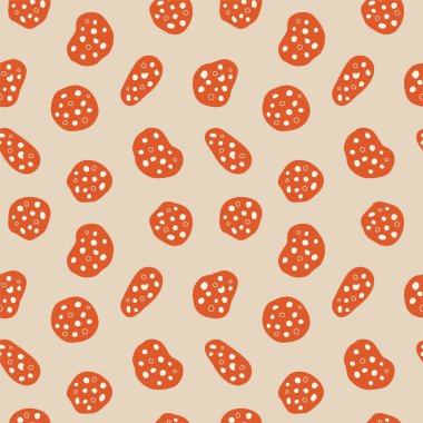 Vektör el boyası geleneksel İtalyan mutfağı malzemesi salam resmi şirin düz el çizimi pürüzsüz duvar kâğıdı kaplama arka plan tasarımı