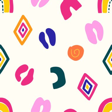 Egzotik Afrika stili el çizimi şirin basit illüstrasyon koleksiyonu Modern soyut arkaplan dikişsiz desen duvar kağıdı kumaşı 