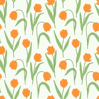 Vector ilkbahar lale çiçekleri ve resimsiz desenler bırakıyor. Modern el, kitaplar, kırtasiye, pankartlar ve sosyal medya için çiçek tokası çizdi.