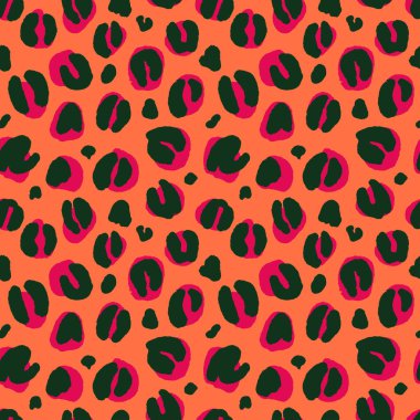 Modern soyut hayvan leoparı lekeli doku tasarımı. Duvar kağıdı, tekstil tasarımı için el çizimi vektör çizimi arkaplanı.