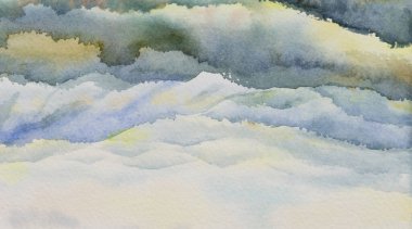 Abstract paper blue white background paintings. Minimal landscape art with watercolor brush and art texture. Abstract art wallpaper for prints, Art Decoration, wall arts and canvas prints. 