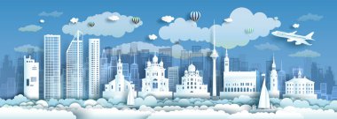 Travel Estonia to europe landmark of with modern and ancient architecture cityscape background. Tour landmarks europe to Estonia, Tallinn, alexander nevsky,  Business travel brochure modern design.