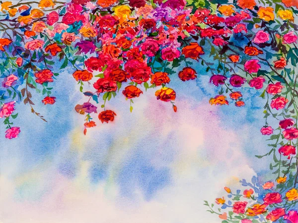 Abstrato Aquarela Original Paisagem Pintura Imaginação Colorido Roese Beleza Primavera — Fotografia de Stock