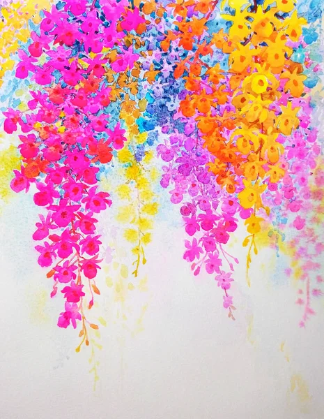 Abstrakcyjny Akwarela Oryginalny Krajobraz Malarstwo Wyobraźnia Kolorowe Orchidei Piękno Kwiaty — Zdjęcie stockowe