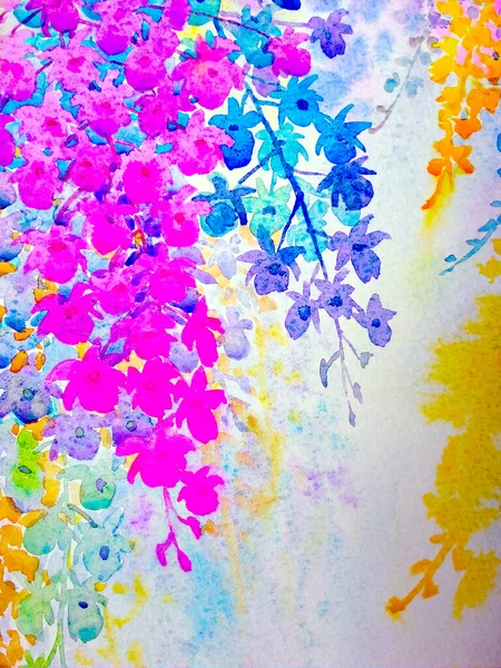 Acuarela Abstracta Pintura Original Del Paisaje Imaginación Colorido Flores Belleza —  Fotos de Stock
