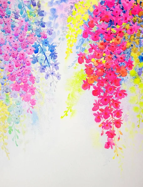 Acuarela Abstracta Paisaje Original Pintura Imaginación Colorido Flores Belleza Emoción — Foto de Stock