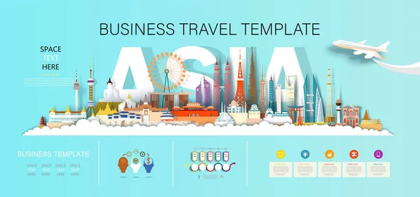 Infographic Template Landmark Travel Asia City Monument Architecture Skyline Asian — Vector de stock