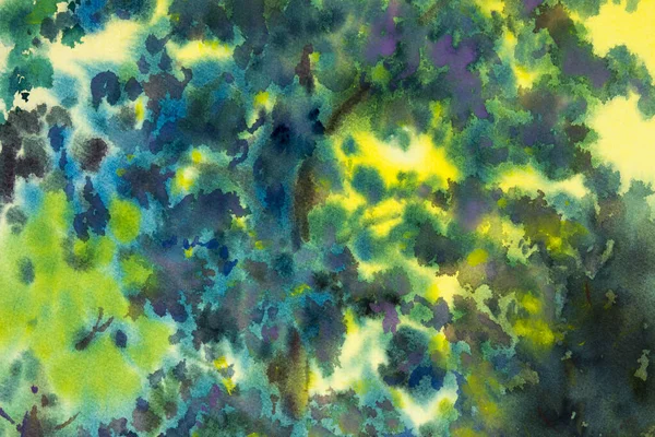 Abstraktes Aquarell Ursprüngliche Malerei Grün Blaue Farbe Des Dschungels Und — Stockfoto
