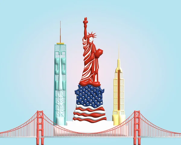 Architektura Symbolem Ameryki Ikoną San Francisco Nowego Jorku Piękna Architektura — Wektor stockowy