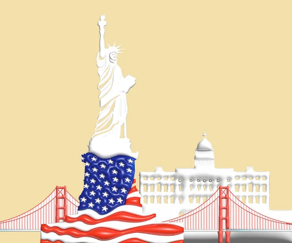Arkitektur Landmärke Amerika Symbol Och Ikon För San Francisco Och — Stock vektor