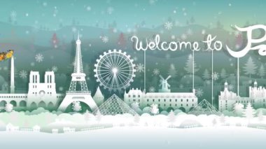 Noel Baba ve Ren geyikleri kar kızağı ve Noel hediyesi kutularıyla Fransa 'ya seyahat ediyor. Yıldönümü için Paris' e gidiyor. Mutlu yıllar..
