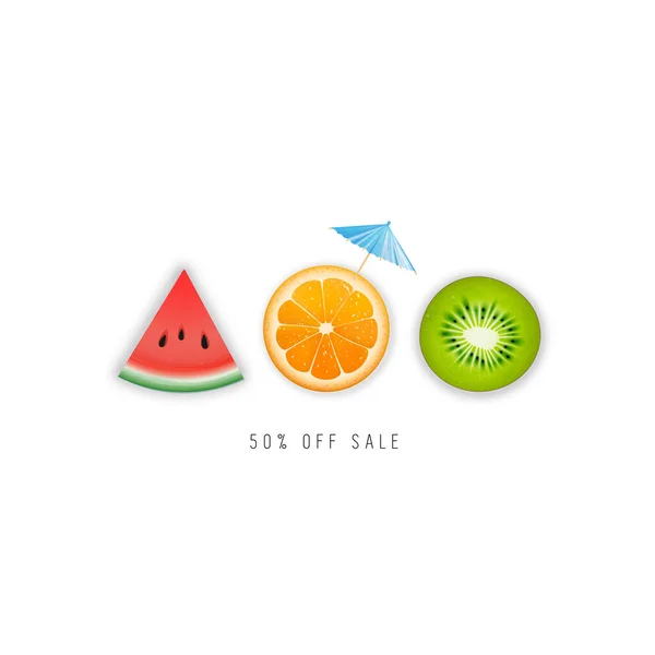Orange Kiwi Wassermelone Hallo Sommerfrüchte — Stockvektor