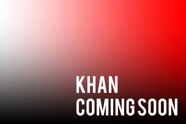 Khan Coming Soon Tekst Ontwerp Illustratie Voor Social Media Post — Stockfoto