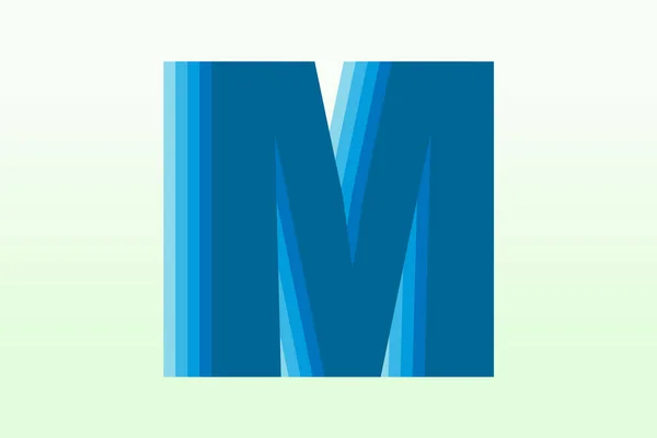 Буква Различными Синими Цветами Изолированы Белом Зеленом Фоне — стоковое фото