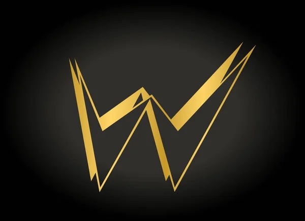 ブラックを基調としたゴールデンカラーのスタイリッシュな文字W ロゴコンセプトのテキスト — ストック写真
