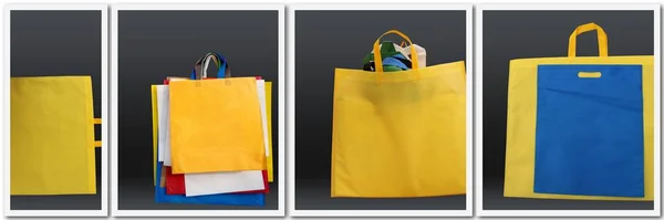Einkaufstaschen Kollektion Mit Erstaunlichen Farben Gruppe Von Eco Einkaufstaschen Für Stockfoto