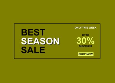 En iyi sezon indirimi, indirimli UPTO% 30 indirimi, Sadece bu hafta açık yeşil arka planlı satış teklifi, şimdi dükkan