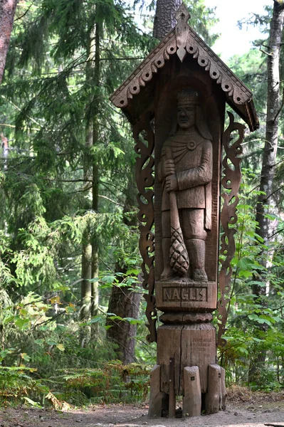 Juodkrante Lithuania August 2022 Old Wooden Sculptures Forest Witch Hill — Stock Photo, Image