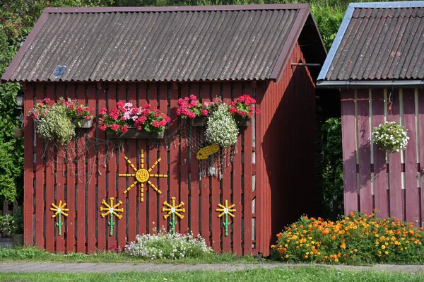 Traditional Decorated Small Architecture Juodkrante Lithuania Juodkrante Seaside Resort Village — Stock Photo, Image